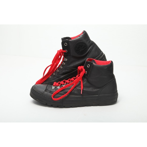 Converse Other - Converse Chuck Taylor Street Hiker Black Leather Red Laces High Top Boots Men 11